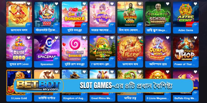 Slot games-এর ৪টি প্রধান বৈশিষ্ট্য